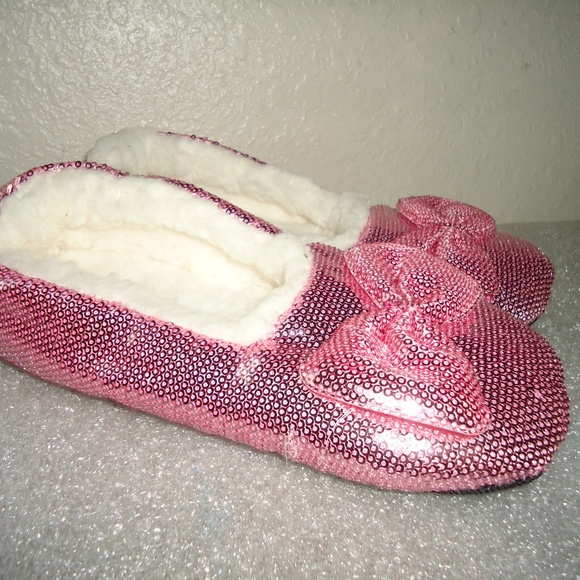 Snoozies Ballerina Bling Metallic Shine Women's Sequin House Slippers  Sz-5/6 - Picture 5 of 7
